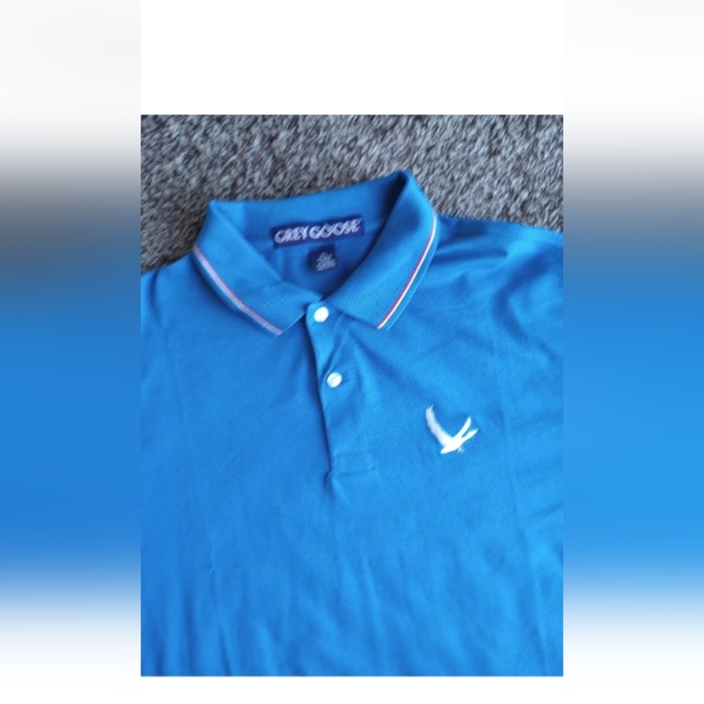 Grey Goose Polo Shirt Mens XL Blue Short Sleeve Pima Cotton Stretch Vodk…